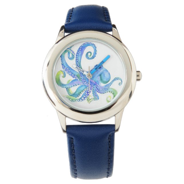 "Blue Octopus" Kid's Watch Armbandsur (Framsida)