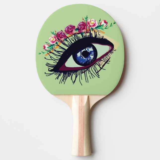 Blue Öga Art , Flowers Ping Pong Paddle Pingisracket (Framsidan)
