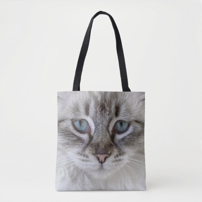 Blue Öga Cat Tote Bag Tygkasse (Framsida)