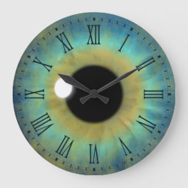 Blue Öga Iris Eyeball Large Round Roman Clock Stor Klocka