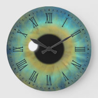 Blue Öga Iris Eyeball Large Round Roman Clock