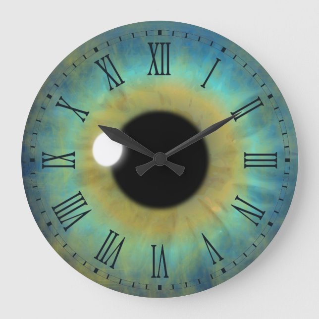 Blue Öga Iris Eyeball Large Round Roman Clock Stor Klocka (Framsida)