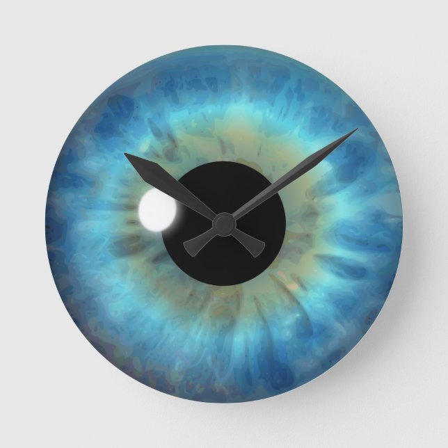 Blue Öga Iris Eyeball Medium Anpassningsbar Round  Rund Klocka (Framsida)