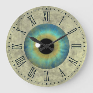 Blue Öga Iris Eyeball Roman Round Clock Stor Klocka