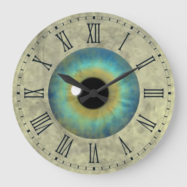Blue Öga Iris Eyeball Roman Round Clock Stor Klocka (Framsida)