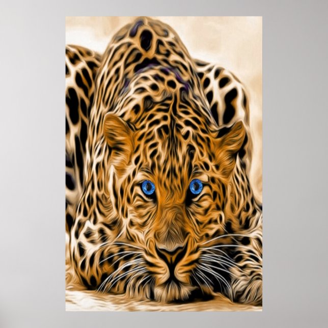 Blue Öga Leopard Poster (Framsidan)