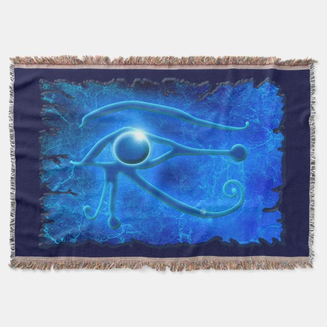 Blue Öga of Horus, Ancient Egyptian Wadjet Art Mysfilt (Framsidan)