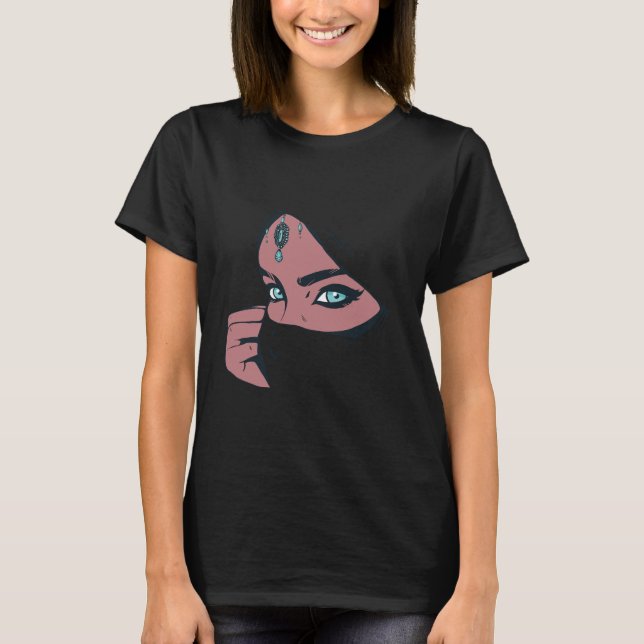 Blue Ögon Arab Girl T Shirt (Framsida)