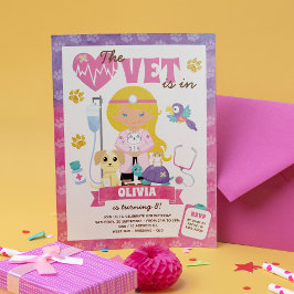 Blue Ögon Blonde Girl Vet Birthday-inbjudan Inbjudningar