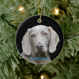 Blue Ögon Personlig Photo Weimaraner Hund Julgransprydnad Keramik