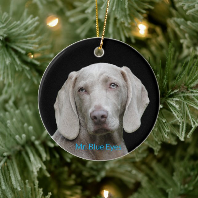 Blue Ögon Personlig Photo Weimaraner Hund Julgransprydnad Keramik (Träd)