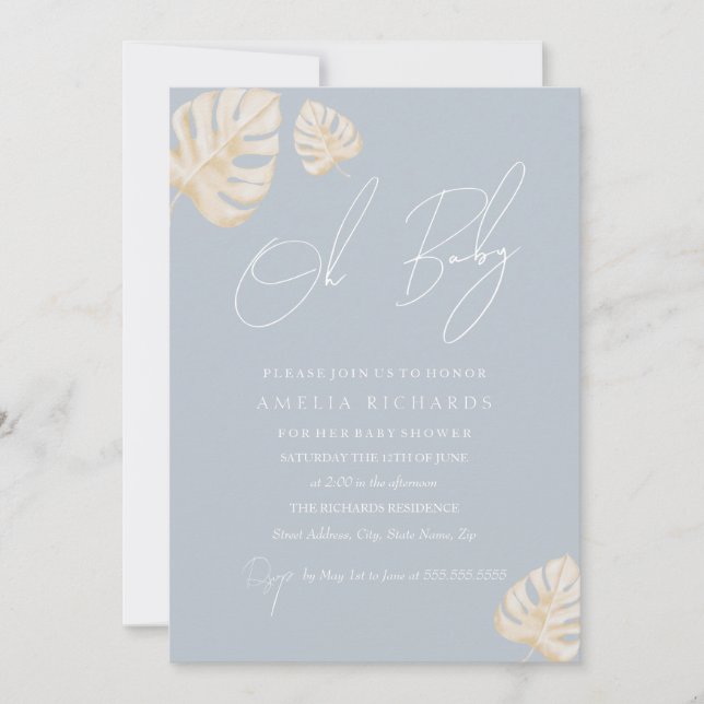 Blue Oh Baby Boho Löv Boy Shower Inbjudningar (Framsida)
