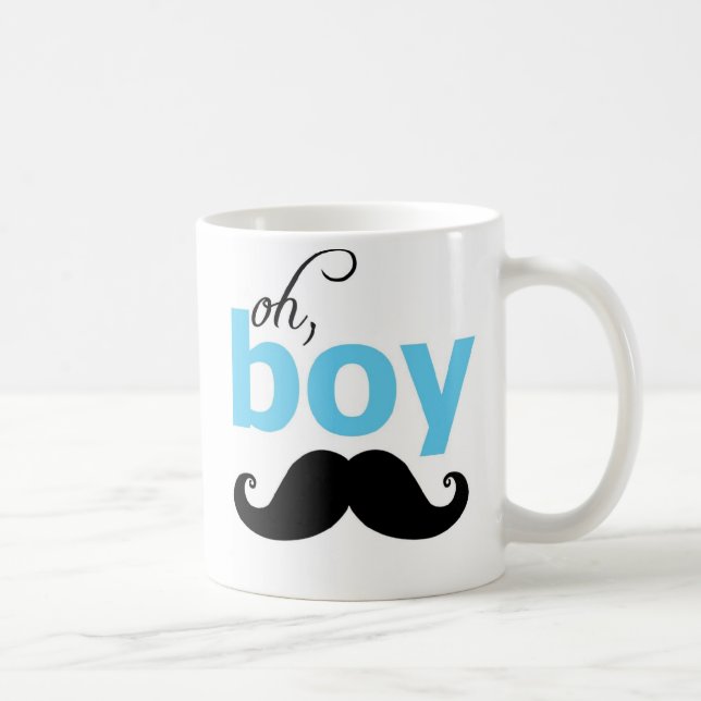 Blue Oh Boy Mustache Påstående Mugg (Höger)