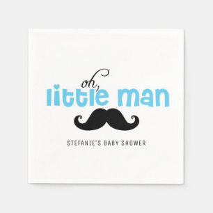 Blue Oh Little Man Mustache Anpassningsbar Baby Sh Pappersservett