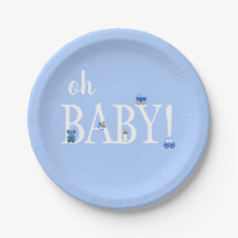 Blue Oh Pojke Baby Shower Anpassningsbar Papper Pl