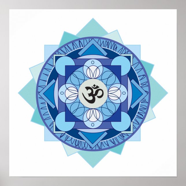 Blue OM Mandala Poster (Framsidan)