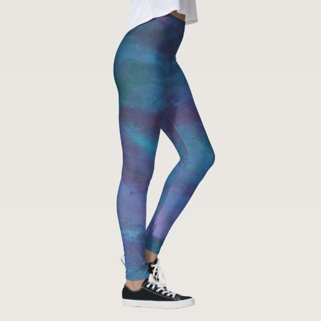 Blue Ombre-Abstrakt | Turquise Teal Violet Lila Leggings (Höger)