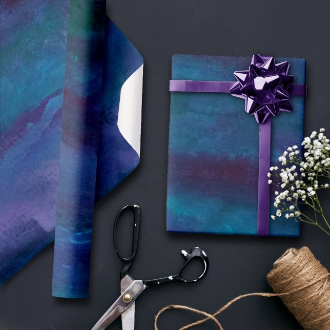 Blue-Ombre-Abstrakt | Turquise Teal Violet Lila Presentpapper (Skapare uppladdad)