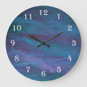 Blue Ombre-Abstrakt Turquise Teal Violet Lila Stor Klocka