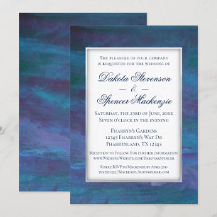 Blue-Ombre Bröllop Turquise Teal Violet Lila Inbjudningar