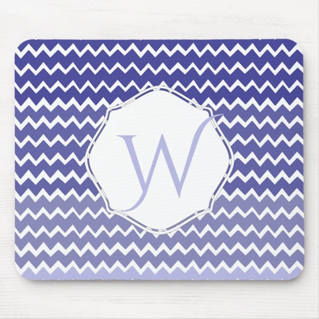 Blue Ombre Chevron Personlig Mouse Pad Musmatta (Framsidan)