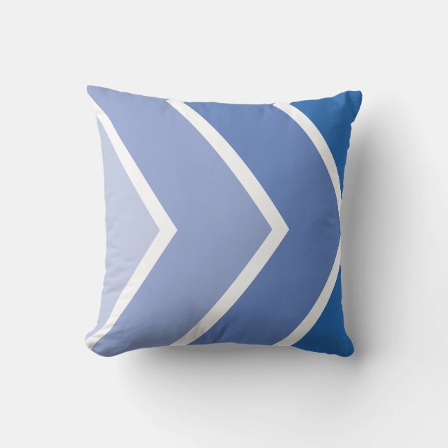 Blue Ombré Chevron Rand Mönster Kudde (Framsida)