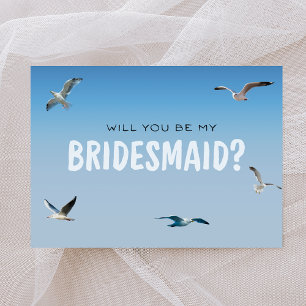 Blue Ombre Fiskmås Coastal Bridesmaid Frieri Kort