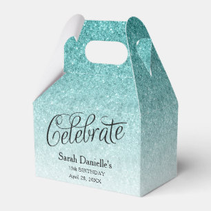 Blue Ombre Glitter Anpassningsbar Birthday Favor Presentaskar