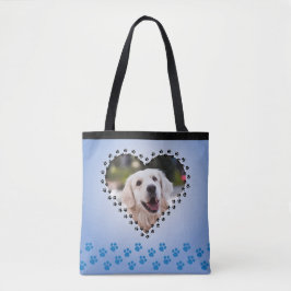 Blue Ombre Heart Tass avtryck Anpassningsbar Hund  Tygkasse