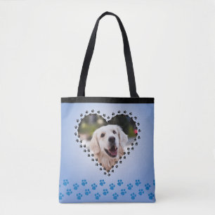 Blue Ombre Heart Tass avtryck Anpassningsbar Hund Tygkasse