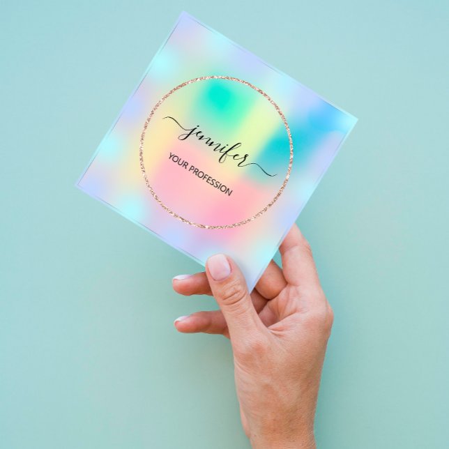 Blue Ombré Holograph Professionell Makeup Ro Fyrkantigt Visitkort (Skapare uppladdad)
