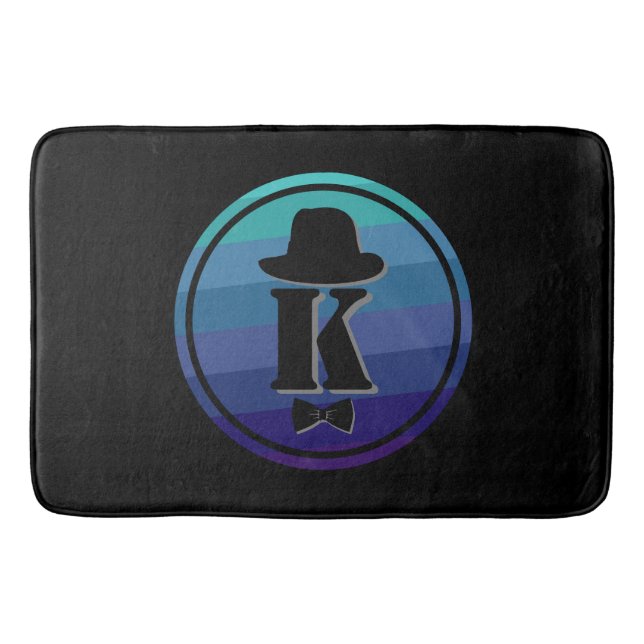 Blue Ombre Namn Initial Monogram För manar Badrumsmatta (Framsidan)