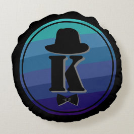 Blue Ombre Namn Initial Monogram För manar Rund Kudde