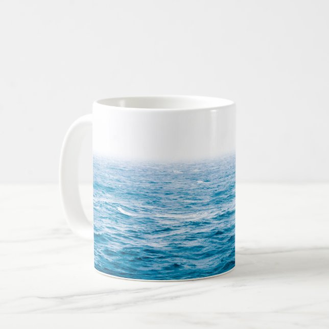 Blue Ombre Ocean Skyline Kaffemugg (Framsida vänster)