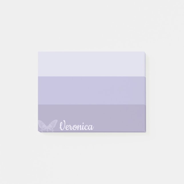 Blue Ombre Stripe Butterfly Personlig Post-it Block (Framsida)