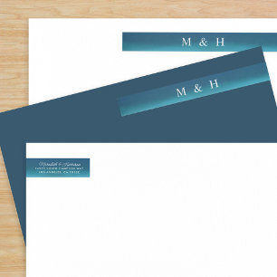 Blue Ombre Watercolor Par Monogram Etikettband