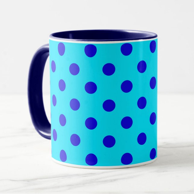 Blue On Cyan Polka Dots Pattern Design Mugg (Skapare uppladdad)
