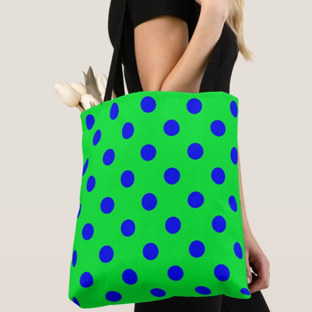Blue On Green Polka Dots Pattern Design  Tygkasse (Skapare uppladdad)