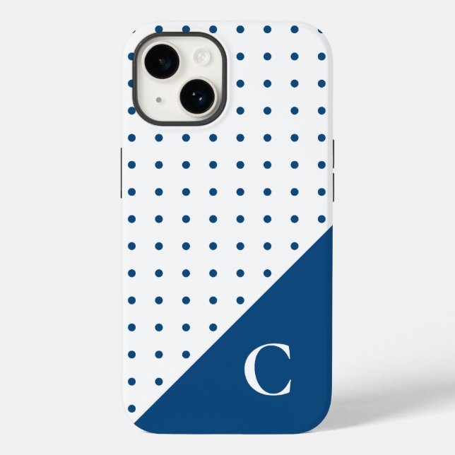 Blue on White Polka Dot Mönster Monogram (Baksida)