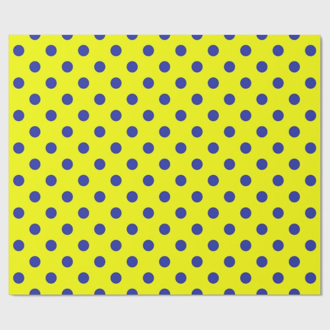 Blue On Yellow Polka Dots Pattern Design  Presentpapper (Platt)