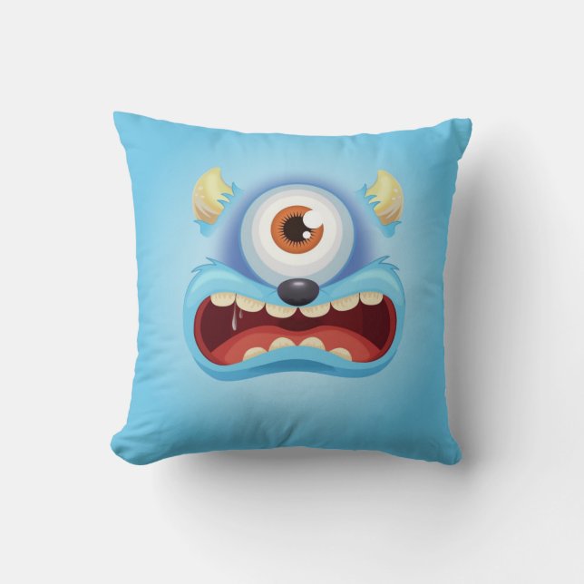Blue One Eyed Monster Kudde (Framsida)
