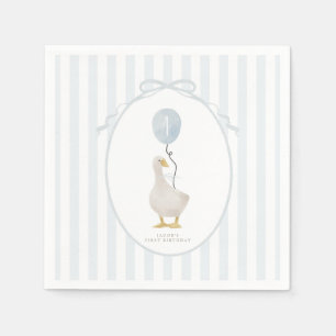 Blue One Fånig Goose Birthday Part napkin Pappersservett