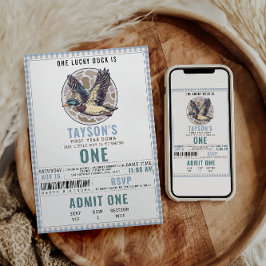 Blue One Lucky Duck 1st Birthday | Cute Duck Inbjudningar