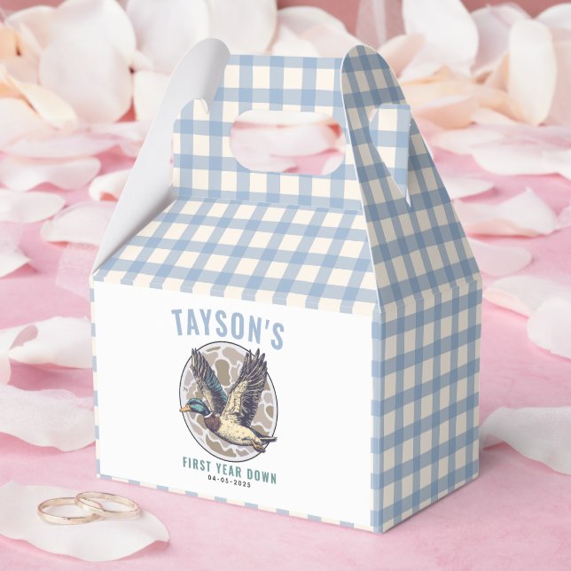 Blue One Lucky Duck 1st Birthday Party Cute Rubber Presentaskar (Bröllop)