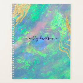 Blue Opal Guld Marble Anpassningsbar Yarly Planner