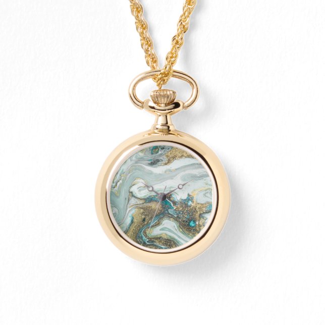BLUE OPAL MARBLE GNISTRA GULD BAND WATCH ARMBANDSUR (Framsida)