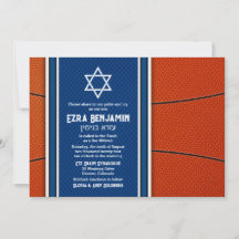 Blue Orange Basketball Pub Mitzvah-inbjudan