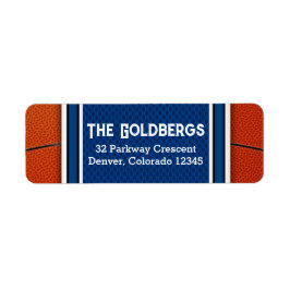Blue Orange Basketball Pub Mitzvah Returadress Etikett