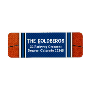 Blue Orange Basketball Pub Mitzvah Returadress Etikett