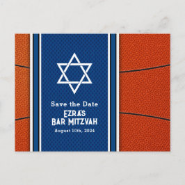 Blue Orange Basketball Pub Mitzvah Spara datum Vykort